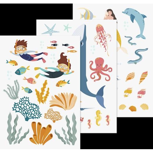 Heyda A4 Decorative Cling Vinyl Window Stickers 3pcs - Underwater