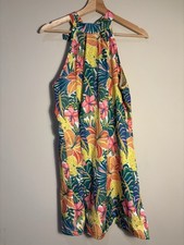 Women’s Tropical Animal Print Halter Mini Dress Size M/ L Leopard Motif