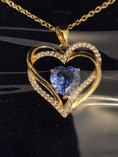 Gold Plated Sterling Silver Heart Birthstone Necklace - December