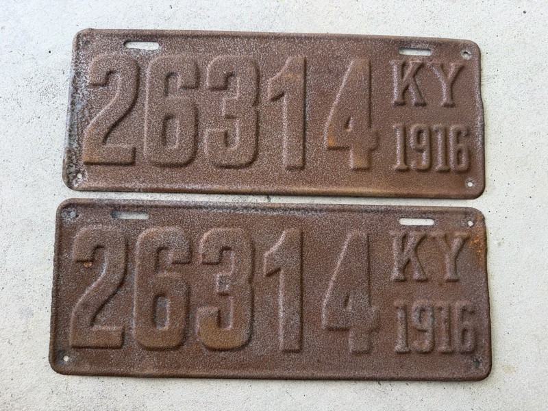 1916 Kentucky License Plate Pair 26314 KY - All Original “Rare Pair”