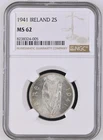 Ireland - 1941 - Florin - Silver - KM.15 - MS 62