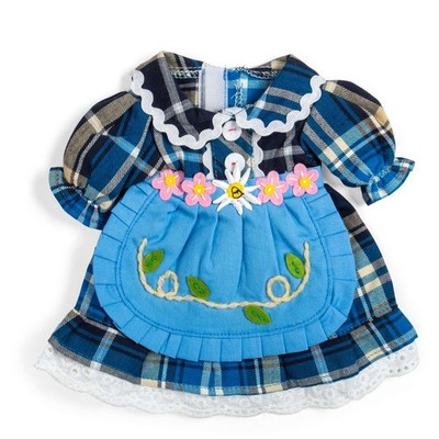 Bigjigs Toys kariertes blaues Kleid (Medium) - Puppenkleidung für Kinder Stofftier Puppen