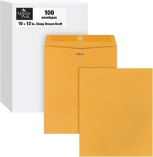 10 x 12 Clasp Envelopes with Clasp Closure and Gummed Seal, Great for Filing,...