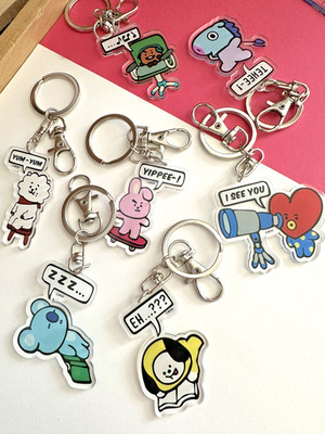 BT21 Flat Acrylic Keychain Chimmy Tata Cooky RJ Kooky  BTS Collection