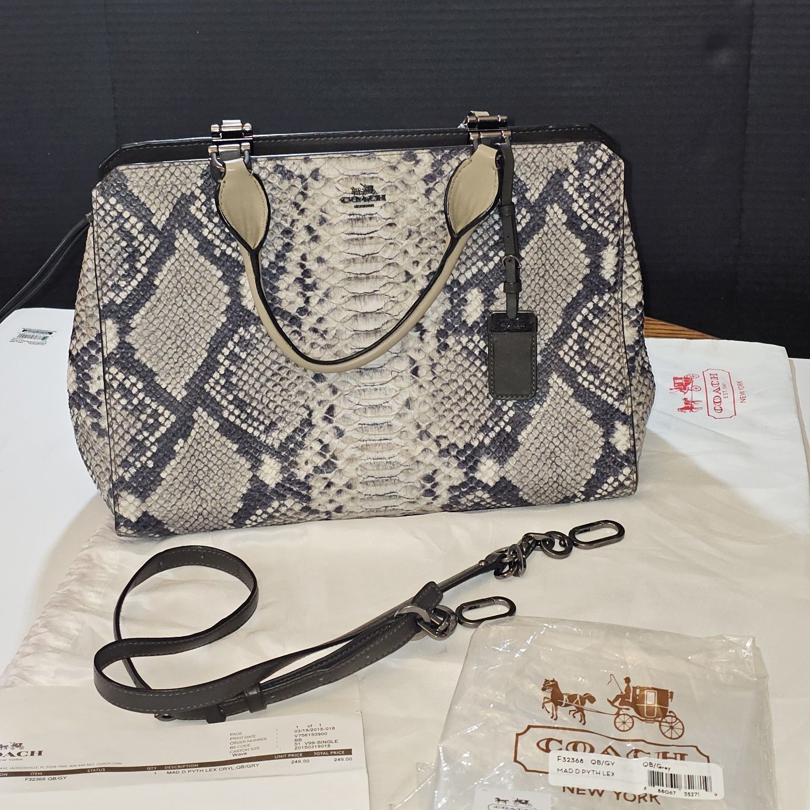 Coach Madison Python Lexie Carryall Embossed Leat… - image 1