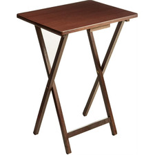 Folding TV Tray Table, Rubberwood, Walnut, 19" x 14.5" x 26"