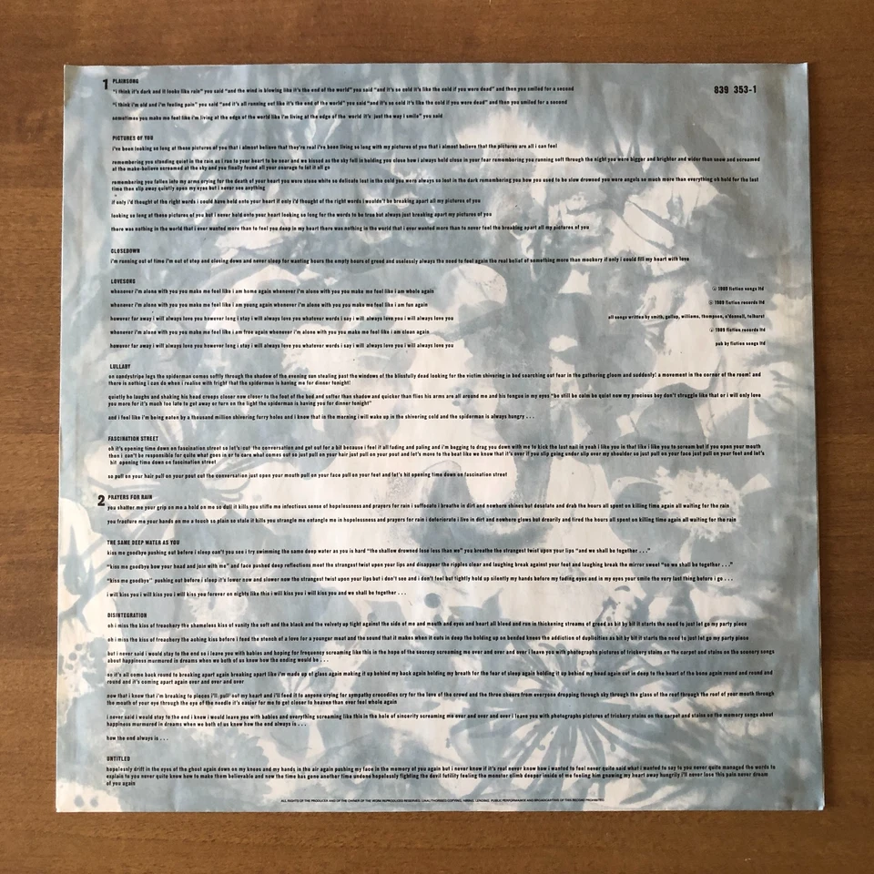 The Cure Disintegration · Lp, foto 4 di 5