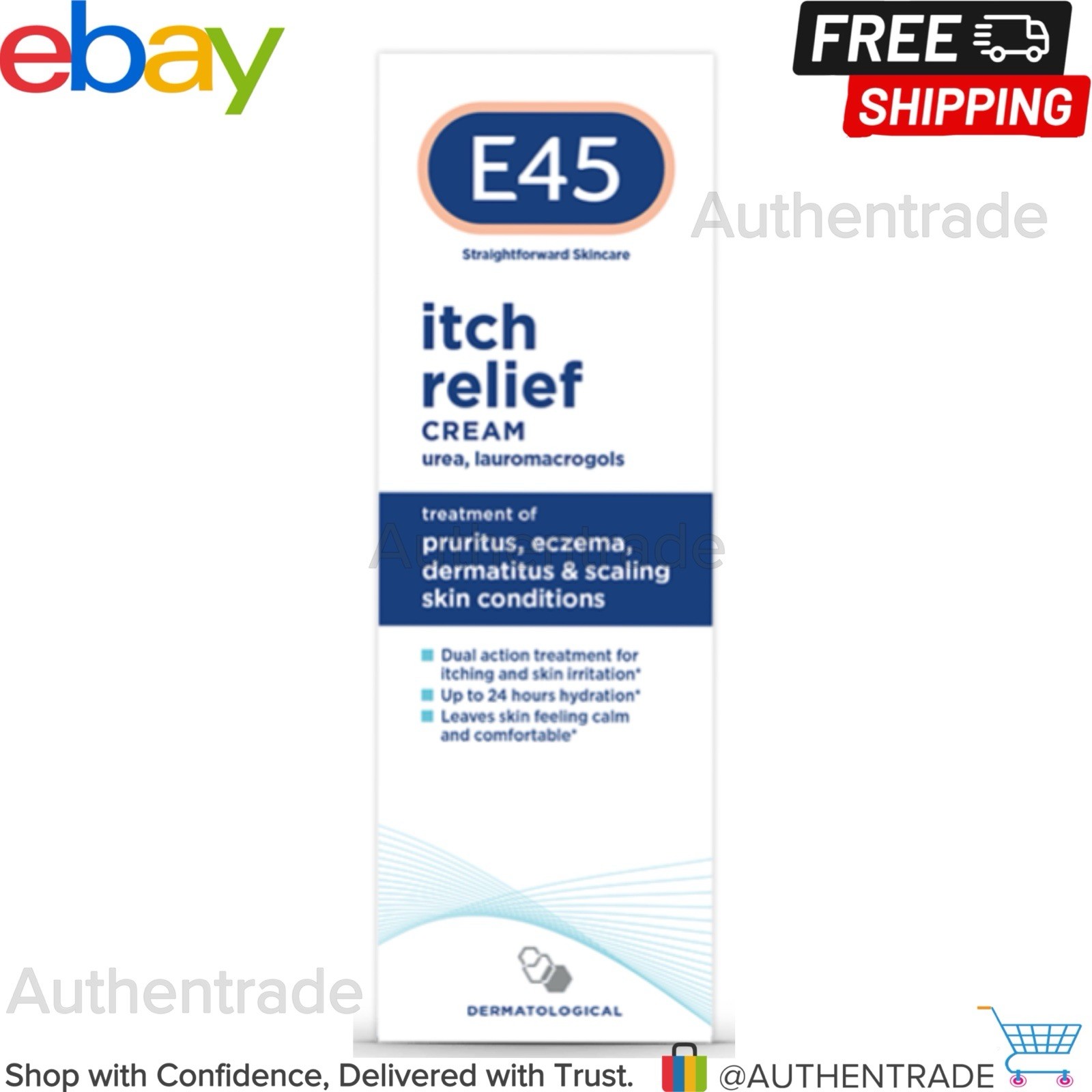 E45 Itch Relief Cream 100g Dry Skin Eczema Emollient Moisturiser - Image 4