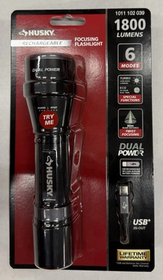 #ad #ad Husky 1800 Lumens Dual Power LED Rechargeable Tactical Focusing Flashlight $24.95