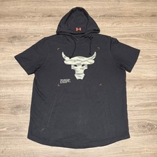 Under Armour Men's Size Large Black Project Rock Training Short Sleeve Hoodie