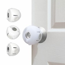 4 Pack Child Proof Door Knob Covers Baby Safety Locks for Kids Toddlers White