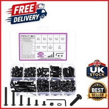 M4 Bolts And Nuts Set 236 Pcs Black Carbon Steel Assortment Kit with Wrench