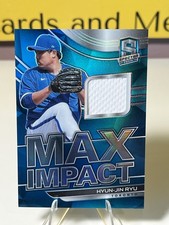 2021 Panini Spectra - Max Impact Materials Hyun-Jin Ryu #MI-HR Neon Blue Priz...