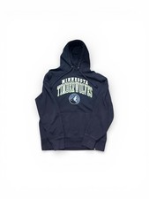 black Minnesota Timberwolves NBA pullover hoodie with a green and blue logo L