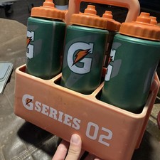 Gatorade Squeeze bottle Holder 6 Carry Case orange G series 02 with Bottles Read