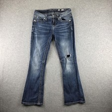 Miss Me Bootcut Jeans Womens 28 Blue Medium Wash Distressed Rhinestone Pockets