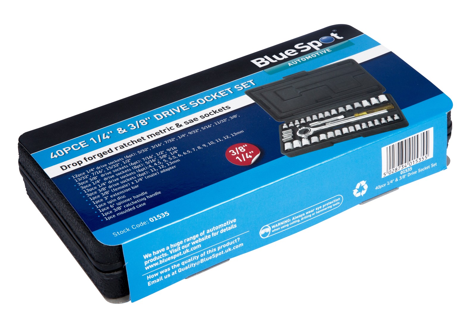 BlueSpotTools 01535 Socket Set of 40 Metric & AF 1/4in & 3/8in Drive - Image 12
