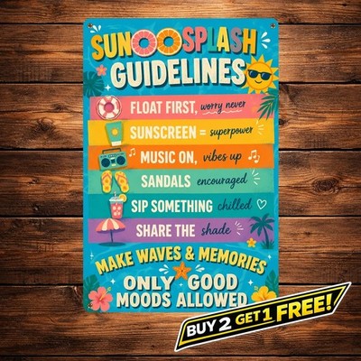Funny Swimming Rules Metal Sign Summer Pool Party Tin Wall Plaque