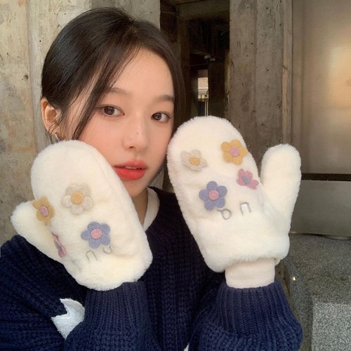 Windproof Outdoor Flower Women Winter Gloves Hanging Gloves Korean Mittens - Picture 11 of 12