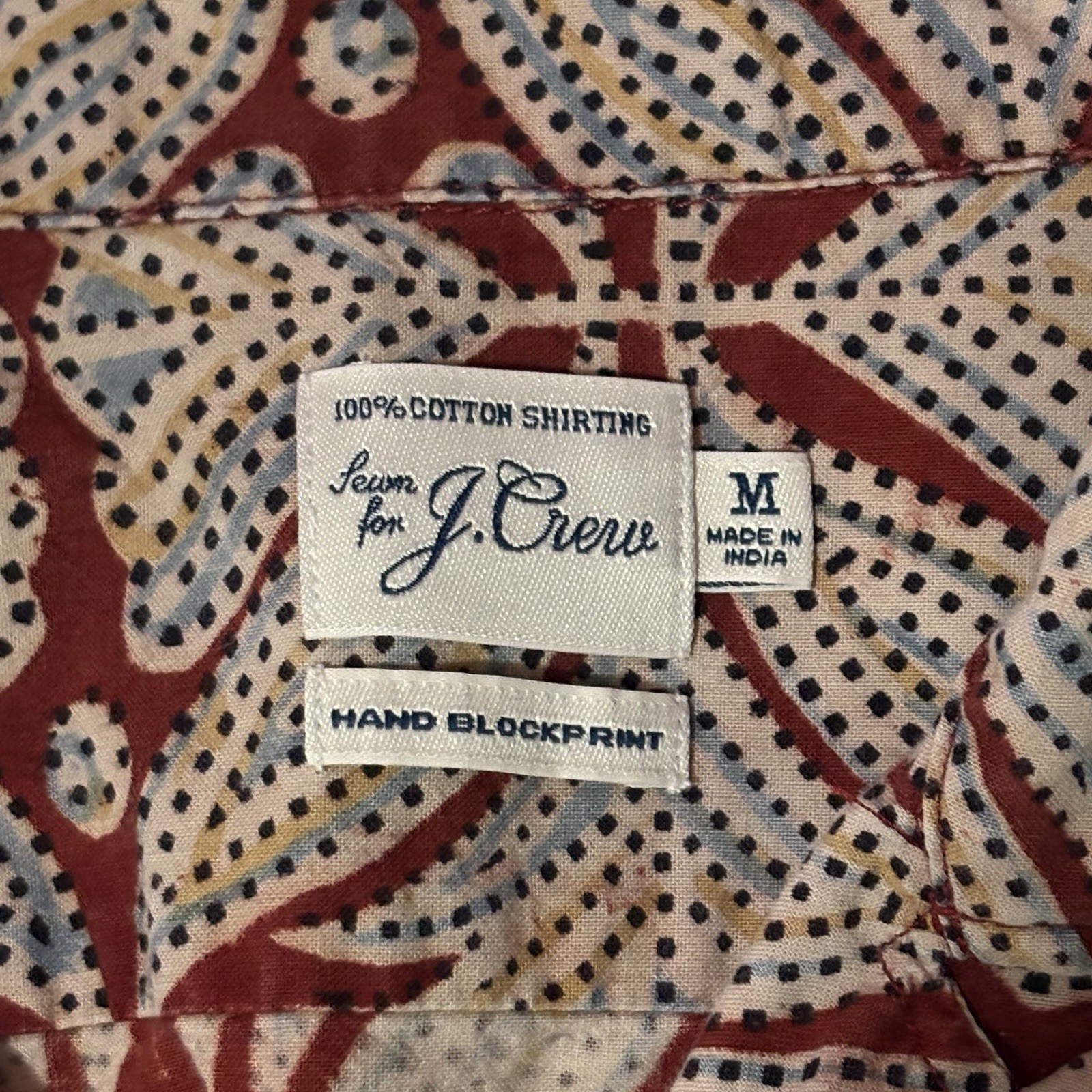 J Crew Hand Blockprint Button Down Medium - image 6