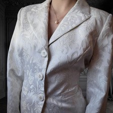 Ornate Ivory Floral Brocade Blazer