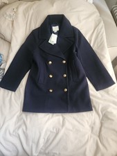 H&M Double-Breasted Coat Navy Blue Sz M BNWT