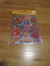 Amscan Sparkle Turkey Stickers 3 Sheets NOS Rare