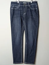 VGS Women’s Skinny Jeans Dark Wash Contrast Stitching Mid Rise Size 10