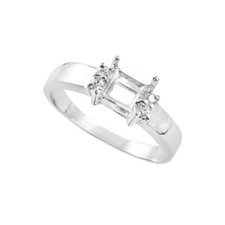5mm Square Semi Mount Ring 925 Sterling Silver CZ Side Stone Setting