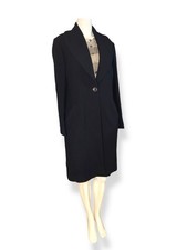 Vtg VERSACE Shawl Collar Coat Ribbed 100% Wool Iconic Button Pockets Navy sz M/L