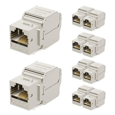 10 PCS 10Gbps Shielded Cat6A Keystone Jack RJ45 180 Degree ZincAlloy