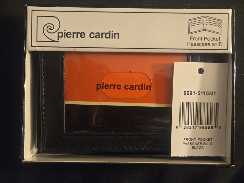 Pierre Cardin Vintage Men's Black Leather Front Pocket Passcase Wallet