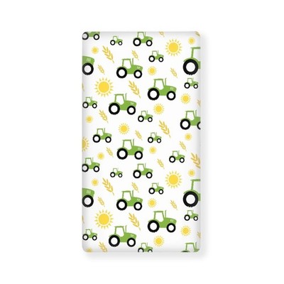 Green Tractor Farm Fitted Crib Sheet Yellow Sun and Rice Crops Standard Crib ...