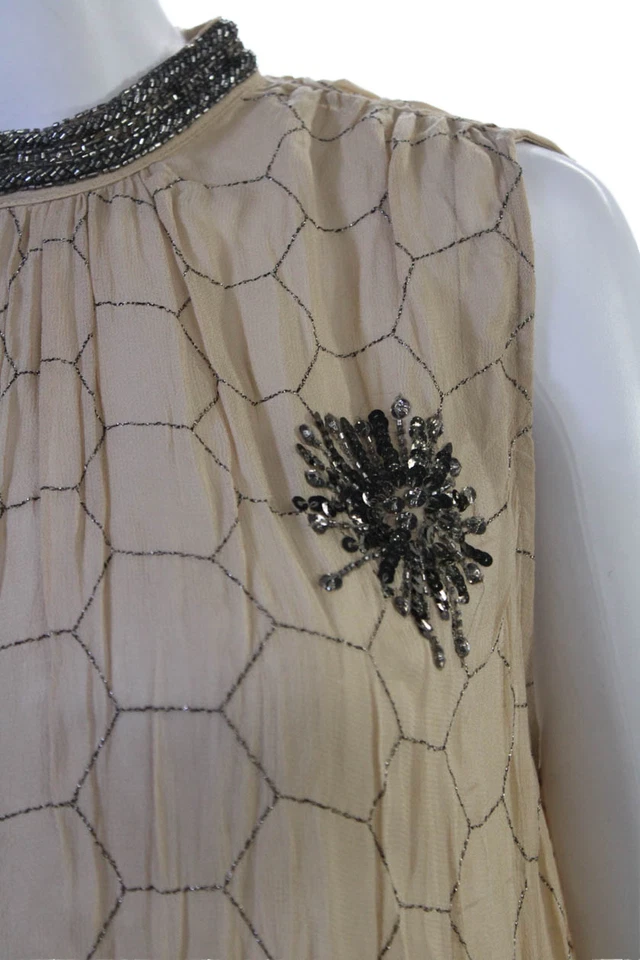 Blusa bohemia geométrica de poliéster cuello alto sin mangas de Zara para mujer talla S Foto 2 de 4