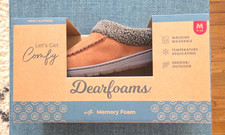 Dearfoams Men's Slippers, Brown, Size M 9-10 Indoor/Outdoor, Machine Washable