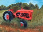 Morgan Original Oil Painting- Vintage Red Tractor on Panel Impressionism Art — photo 1