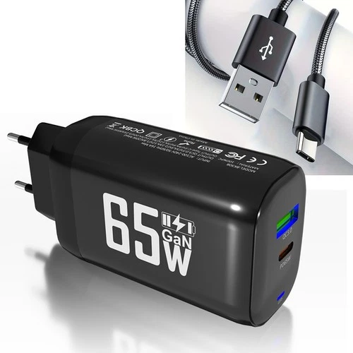 65W Fast Charger USB C Type-C Power Adapter Plug Charging Cable For Samsung Phone