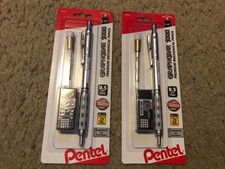 2 Pentel GraphGear 1000 Mechanical Pencils 0.5mm Chrome  Grey 0.5 mm premium