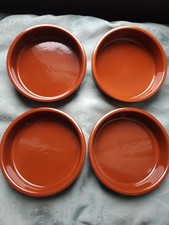  4 glazed Terracotta Tapas Dishes. Ideal to Serve Nuts, crisps, Snacks. New.