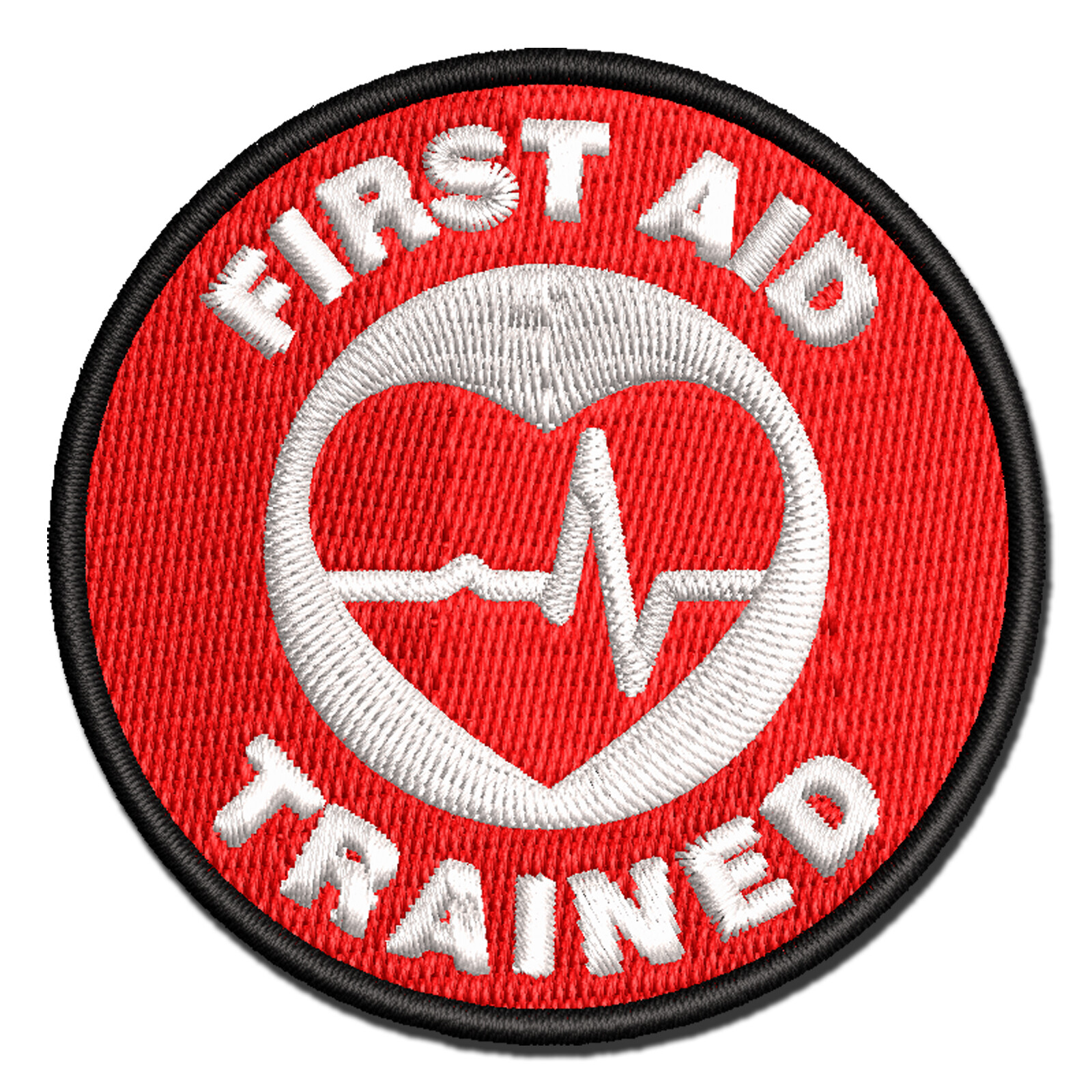First Aid EKG Heart Multi-Color Embroidered Iron-On Patch Applique