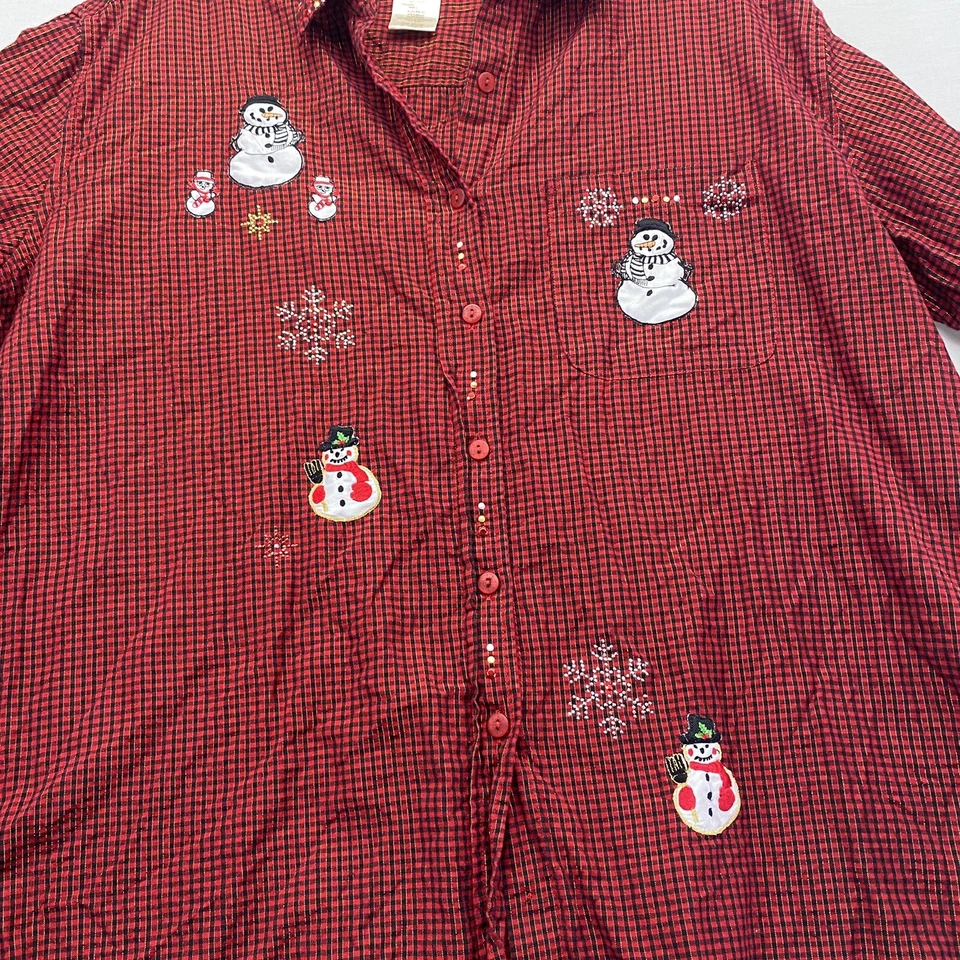 Camisa roja Bobbie Brooks para mujer talla grande 25w - 28w invierno estampado gráfico 1F Foto 4 de 4