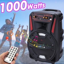 8" 1000W Portable FM Bluetooth Speaker Subwoofer Heavy Bass Sound System Party