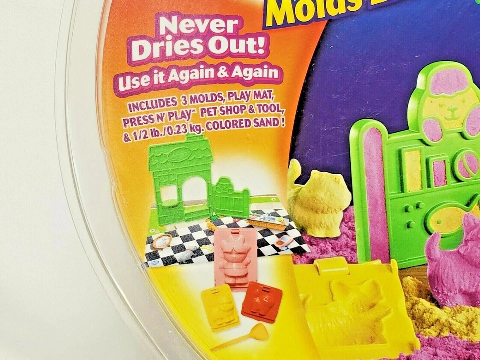 Moon Sand Pet Shop 3 Molds Mat Press Play Pet Shop Tool 1/2 lb Sand New NOS 2006 - Image 3 of 4