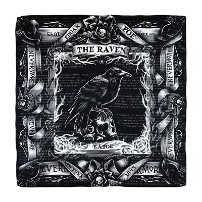 The Raven by Edgar Allan Poe Square Satin Scarf. Black scarf, Goth scarf, Gothic