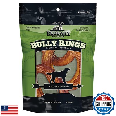 Redbarn Pet Products All-Natural 4'' Bully Stick Rings for Dogs - Premium Grai