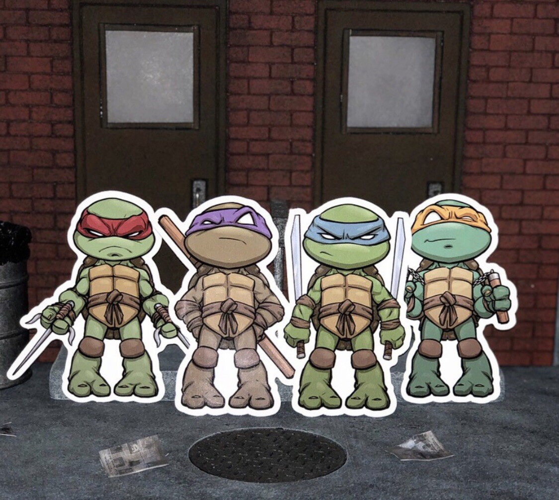 4 PC TMNT Premium Vinyl Stickers Skateboard Laptop Luggage Decal Ninja Turtles