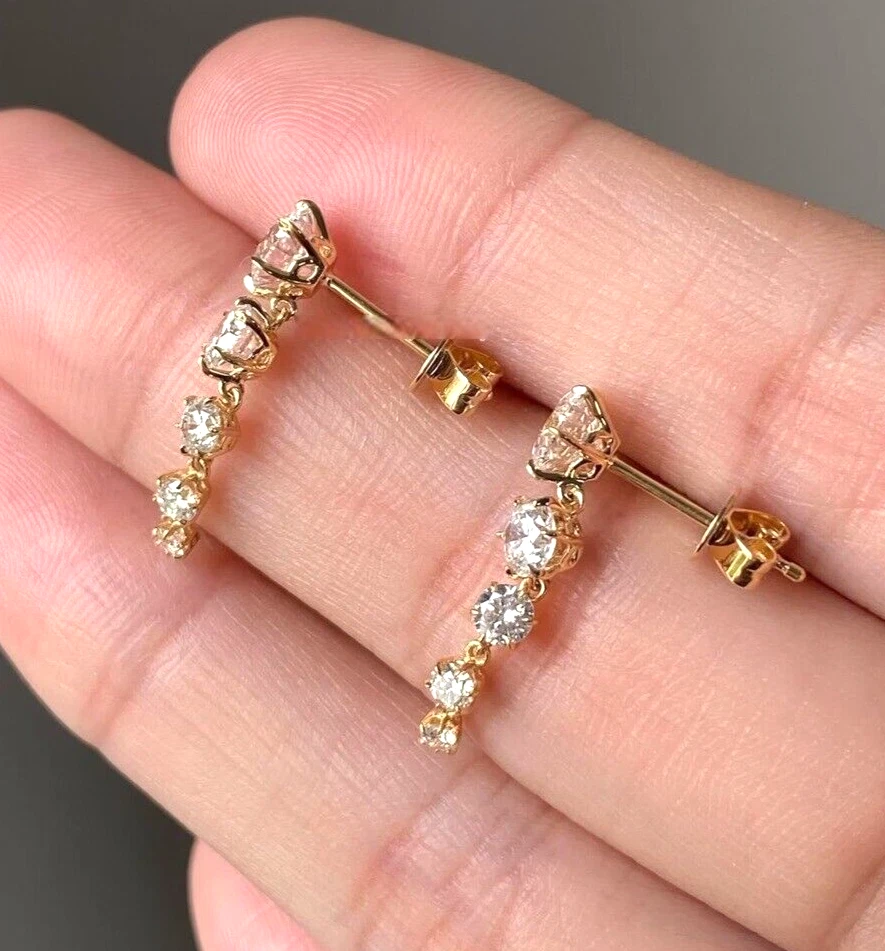 11.70 Ct Treated Certified Gorgeous Off White Diamond Dangler Earring.925 Silver - Image 3 of 4