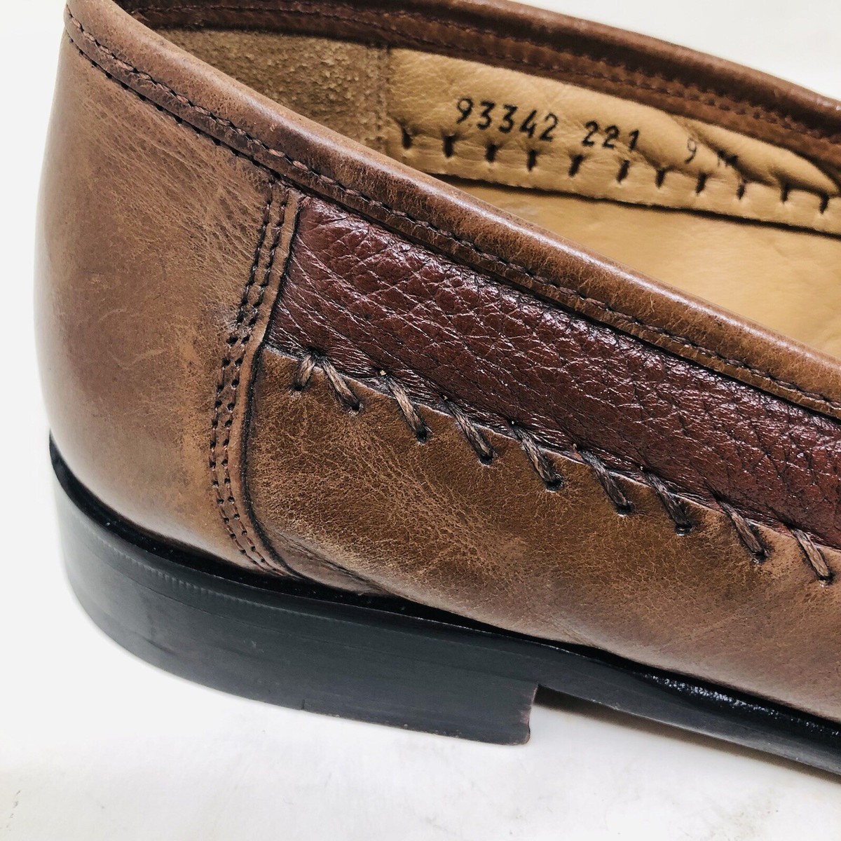 Brass Boot Shoes Mens Size 10 M Brown Stitched Leather 