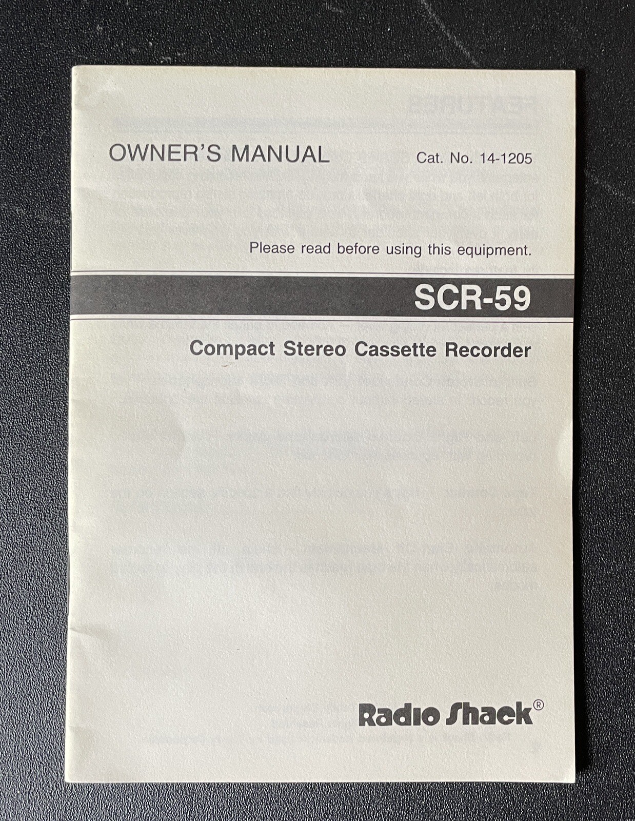Radio Shack SCR-59 Compact Stereo Cassette Recorder Manual Instructions