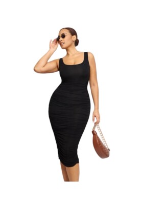 ShapellX Tank Ruched Shaping Dress mid-firm control size large black NEW